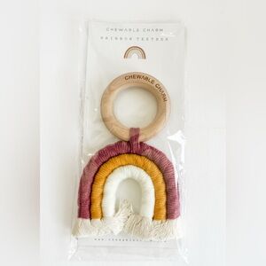 Chewable Charm Macrame + Beech Wood Rainbow Teether Stacker